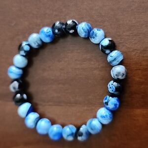 Elegant Shades Of Blue Beaded Bracelet